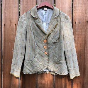 Vintage Y2K wool green tan blazer jacket top S